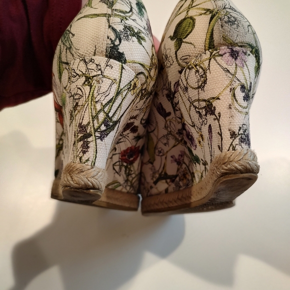 Gucci Authentic Charlotte Floral Wedges Horsebit Hardware Peep Toe 37.5 - Picture 7 of 16
